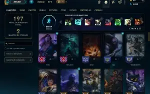 Mestre com 70 Champs e 23 Skins + 5 Vitoriosas