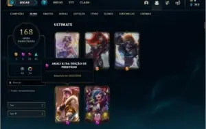 Conta ouro 4 com 428k de Yasuo, 113 champs e 168 skins