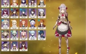 Yoimiya, Raiden Shogun, Tartaglia, Mona, Qiqi e Jean