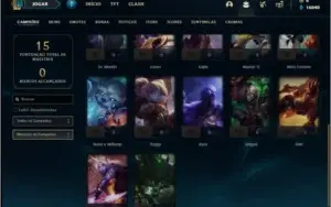 Conta platina 1 com 60% de win rate, 1 skin e 22 champs