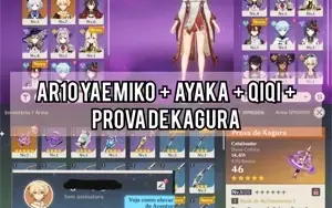 Conta Genshin Impact ar10 Yae Miko+Prova de Kagura+Ayaka