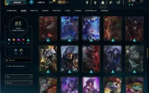 Unranked com 100 Champs e 85 Skins ( JG / TOP )
