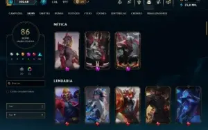 Mestre com 110 Champs e 86 Skins ( 82 PDL )