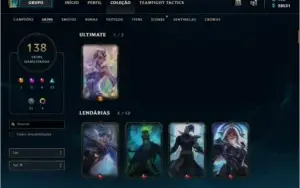 Conta de lol platina 4 todos champs/138skins