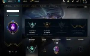 Conta platina 4 com 24 skins e 47 champs