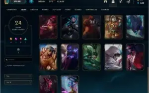 Conta platina 4 com 24 skins e 47 champs