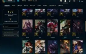 Conta platina 4 com 24 skins e 47 champs
