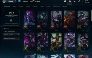 Conta platina 4 com 24 skins e 47 champs
