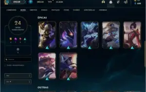 Conta platina 4 com 24 skins e 47 champs