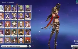 Genshin Impact AR 55 com 11 Personagens t5 e 3 armas t5