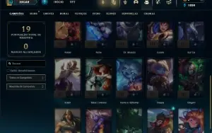 Ouro 2 com 25 Champs e 2 Skins + 2 Fragmentos