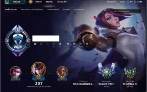 Conta Diamond1 com 128 campeões e 134 skins