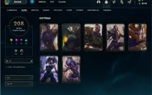 Conta ouro 3 com TODOS os champs e 208 Skins + 7 Vitoriosas