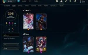Conta ouro 3 com TODOS os champs e 208 Skins + 7 Vitoriosas