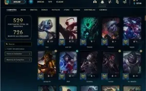 Conta ouro 3 com TODOS os champs e 208 Skins + 7 Vitoriosas