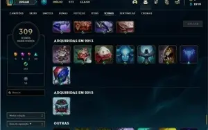 Conta ouro 3 com TODOS os champs e 208 Skins + 7 Vitoriosas