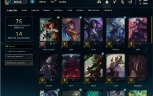 Conta bronze 4 com 31 Champs, 20 Skin + 1 Prestigio da Diana