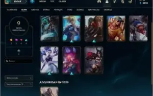 Conta platina 2 com 9 skins e 37 champs