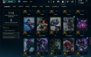 Prata 4 com 70 Champs e 33 Skins + 9 Espolios