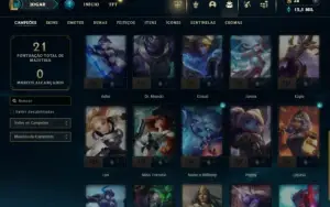 Ouro 1 com 30 Champs e 9 Skins