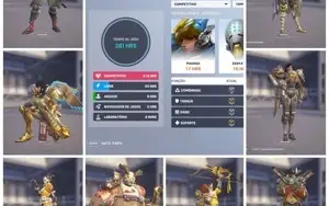 Overwatch lvl 290|5 Golden Guns|+35 skins Lendárias|Platina