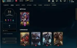 Conta Unranked com 82 Champs e 31 Skins + 1 Rara