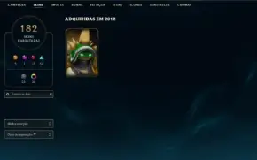 Conta 2012. Skin Rara Rammus Rei e Vitoriosa de 2013, 475nv