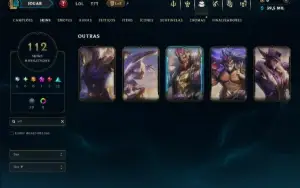 Unranked com TODOS os Champs e 112 Skins ( SUP / JG )