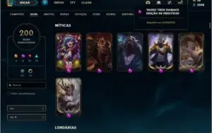 Conta platina 3 com 85 champs. 200 skins e 350K de katarina