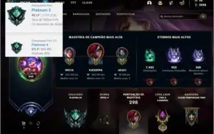 Conta platina 3 com 85 champs. 200 skins e 350K de katarina