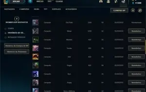 Conta bronze 1 com 25 Champs e 5 Skins + 2 Fragmentos