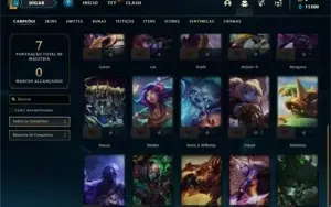 Conta bronze 1 com 25 Champs e 5 Skins + 2 Fragmentos