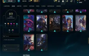 Unranked com TODOS os champs e 82 Skins ( ADC / SUP / TOP )