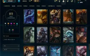 Unranked com TODOS os champs e 82 Skins ( ADC / SUP / TOP )