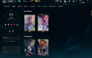 Unranked com TODOS os champs e 82 Skins ( ADC / SUP / TOP )