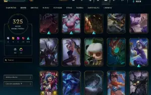 Conta no LOL com mais de 325 Skins e 35 cromas
