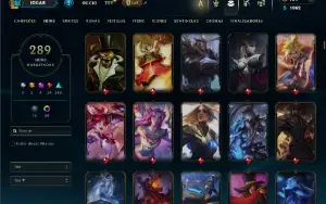Unranked com TODOS os champs e 289 Skins ( ADC / SUP / MID )