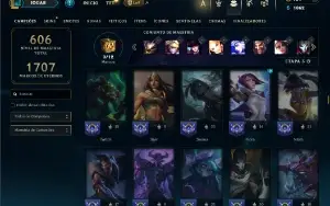 Unranked com TODOS os champs e 289 Skins ( ADC / SUP / MID )