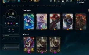 Bronze 2 com TODOS os champs e 415 Skins ( Nivel 672 )