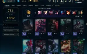 Bronze 2 com TODOS os champs e 415 Skins ( Nivel 672 )