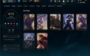 Bronze 2 com TODOS os champs e 415 Skins ( Nivel 672 )