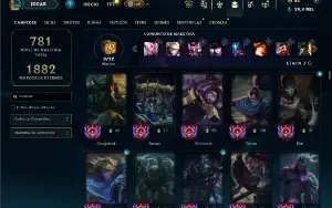 Bronze 2 com TODOS os champs e 415 Skins ( Nivel 672 )