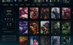 Ouro 4 com TODOS os champs e 480 Skins + 10k de RP