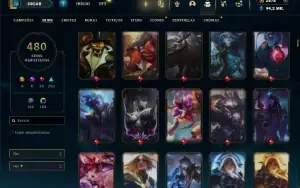 Ouro 4 com TODOS os champs e 480 Skins + 10k de RP