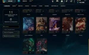 Platina 3 com 27 Champs e 3 Fragmentos de skins + 400 RP