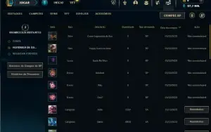 Mestre com 21 Champs e 2 Skins + 8 Fragmentos