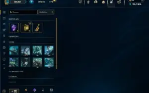 Mestre com 21 Champs e 2 Skins + 8 Fragmentos