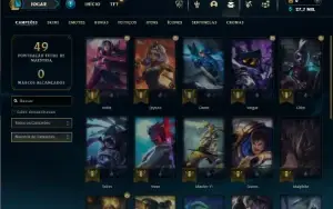 Mestre com 21 Champs e 2 Skins + 8 Fragmentos