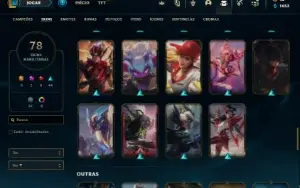 Conta Unranked com 110 Champs e 78 Skins + 2 Prestigios