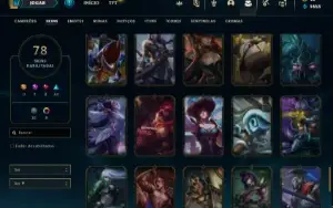 Conta Unranked com 110 Champs e 78 Skins + 2 Prestigios